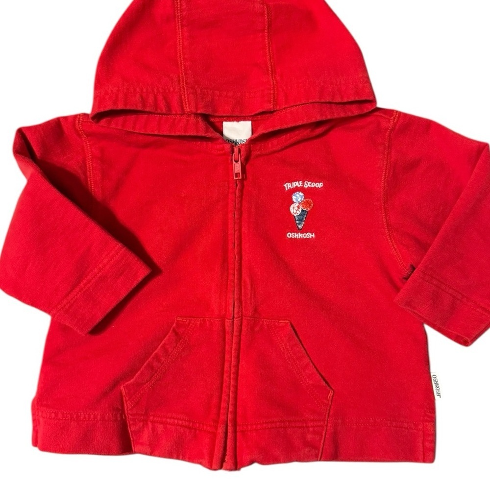 OshKosh B’gosh Red Triple Scoop Ice Cream Hoodie 24M | Vintage Y2K Toddler - Picture 2 of 7